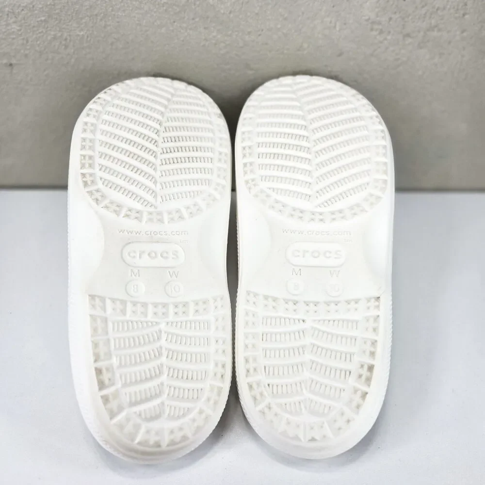 Crocs Baya Sandals White Men’s 8 Women’s 10 Two-Strap Slides